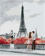Diamondi - Diamond Painting - YOUNG COUPLE AND EIFFEL'S TOWER, 40x50 cm, without frame and without c - Diamond Painting