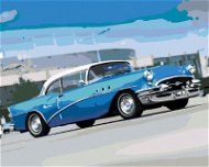 Diamondi - Diamond painting - OLDER BLUE CAR, 40x50 cm, Off canvas on frame - Diamond Painting