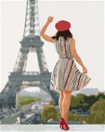 Diamondi - Diamond painting - WOMAN AT EIFFEL'S TOWER, 40x50 cm, without frame and without canvas sh - Diamond Painting