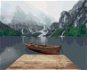 Diamondi - Diamond Painting - MOUNTAINS AT THE LAKE WITH A BOAT, 40x50 cm, Off canvas on frame - Diamond Painting