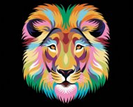 Diamondi - Diamond painting - COLORFUL LION ON BLACK BACKGROUND, 40x50 cm, without frame and without - Diamond Painting