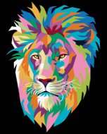 Diamondi - Diamond painting - COLORFUL LION ON BLACK BACKGROUND, 40x50 cm, without frame and without - Diamond Painting