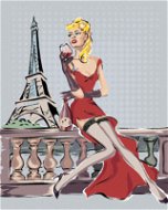 Diamondi - Diamond Painting - EIFFEL'S TOWER AND WOMAN WITH A GLASS, 40x50 cm, unframed and unclippe - Diamond Painting