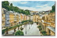 Painting Queens Diamond painting Promenade in Karlovy Vary, 40 × 60 cm, with frame, square - Diamond Painting