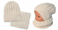 BABY NELLYS Dětská zimní nadčasová čepice + komínek , béžová - Zimní čepice