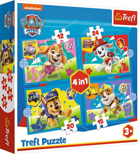 TREFL puzzle Tlapková patrola: Běžící štěňata 4v1 (12, 15, 20, 24 dílků) - Puzzle - Hlavní obrázek