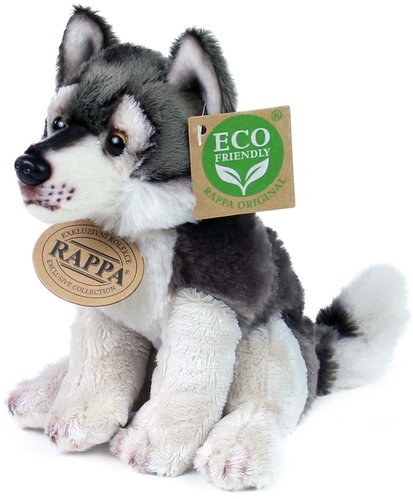 RAPPA Plush wolf sitting 15 cm, Eco-Friendly - Soft Toy - Main image