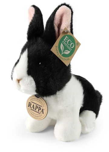 Rappa Black and White Sitting Plush Rabbit 16 cm - Soft Toy - Main image