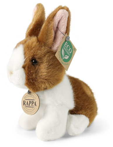 Rappa Plush Bunny, White/Brown, Sitting, 16cm - Soft Toy - Main image