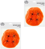 GODAN Spider web orange with spiders 40 g, 8 spiders, Halloween - Decoration