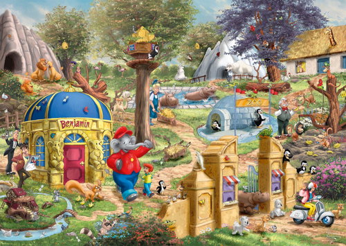 Schmidt Puzzle Benjamin Kvítko: Day at the Neustadt Zoo 1000 pieces - Jigsaw Puzzle - Main image