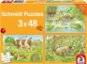 Schmidt Puzzle Zvířecí rodinky 3 × 48 dílků - Puzzle