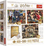 Trefl Puzzle Harry Potter Turnaj troch kúzelníkov, metlobal a Rokfort 400 + 500 + 600 dielikov - Puzzle