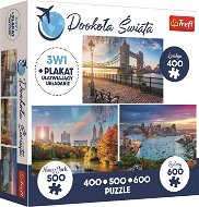 Trefl Puzzle Kolem světa Londýn, New York a Sydney 400 + 500 + 600 dílků - Puzzle