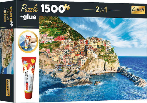Trefl 2in1 puzzle set Manarola, Liguria, Italy 1 500 pieces with glue - Jigsaw Puzzle - Main image