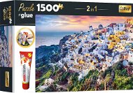 Trefl Sada 2v1 puzzle Nádherný ostrov Santorini, Řecko 1 500 dílků s lepidlem - Puzzle