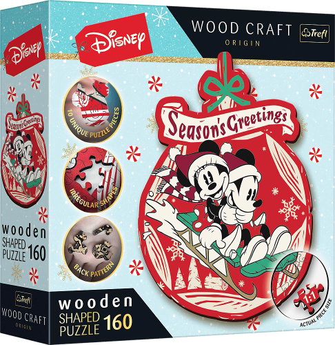 Trefl Wood Craft Origin Puzzle Mickey and Minnie's Christmas Adventure 160 pieces - Wooden Puzzle - Main image