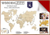WOODEN CITY Wooden world map XL 120 × 80 cm red - Wooden Puzzle