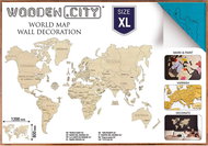 WOODEN CITY Dřevěná mapa světa velikost XL 120 × 80 cm modrá - Dřevěné puzzle