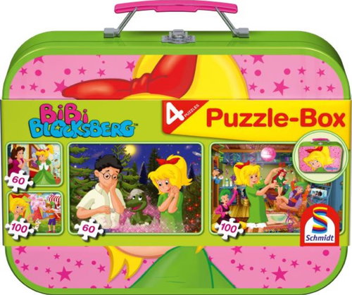 Schmidt Puzzle Little Witch Bibi 4 in 1 in tin case (60, 60, 100, 100 pieces) - Jigsaw Puzzle - Main image