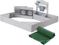 Roba Sandpit with Kitchen including Cover, Grey - Sandpit
