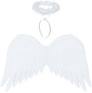 Ruhhy Angel wings with headband and halo 2, white - Costume Accessory