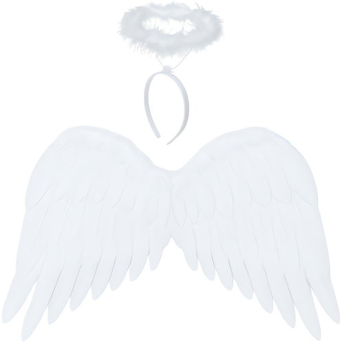 Ruhhy Angel wings with headband and halo 2, white - Costume Accessory - Main image