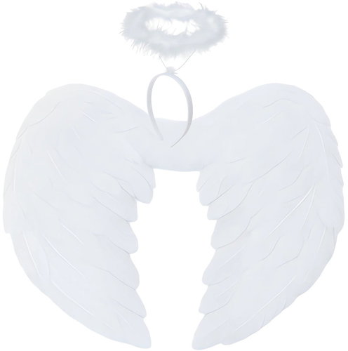 Ruhhy Angel wings with headband and halo 3, white - Costume Accessory - Main image