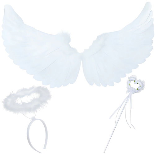Ruhhy Angel wings with accessories, white - Costume Accessory - Main image
