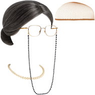 Ruhhy Kostým babičky - paruka, brýle a perly, Halloween - Doplněk ke kostýmu