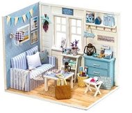 Dřevěný model obývacího pokoje pro panenky k sestavení LED DIY 3016 - Nábytek pro panenky