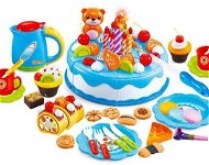 DIY KX7593 Kids plastic birthday cake blue 80 pieces - Toy Kitchen Food