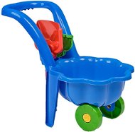 BAYO Dětské zahradní kolečko s lopatkou a hráběmi Sedmikráska modré - Dětské zahradní kolečko