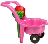 BAYO Dětské zahradní kolečko s lopatkou a hráběmi Sedmikráska růžové - Dětské zahradní kolečko