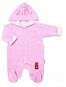 Baby Nellys Two-layer velour overalls with hood New Bunny, pink, size 62 - Baby onesie