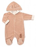 Baby Nellys Two-layer velour overalls with hood New Bunny, brown, size 56 - Baby onesie