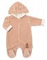 Baby Nellys Two-layer velour overalls with hood New Bunny, brown, size 62 - Baby onesie