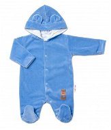 Baby Nellys Two-layer velour jumpsuit with hood New Bunny, blue, size 56 - Baby onesie