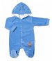 Baby Nellys Two-layer velour jumpsuit with hood New Bunny, blue, size 56 - Baby onesie