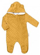 Baby Nellys MINKY hooded jumpsuit with ears - mustard, size 80 - Baby onesie
