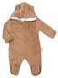 Baby Nellys MINKY hooded jumpsuit with ears - caramel, brown, size 56 - Baby onesie