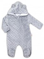 Baby Nellys Minky overalls with hood and ears - grey, size 68 - Baby onesie