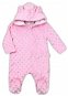 Baby Nellys Minky hooded jumpsuit with ears - pink, size 56 - Baby onesie