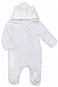 Baby Nellys Minky hooded jumpsuit with ears - white, size 56 - Baby onesie