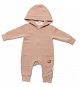 Baby Nellys Jumpsuit with hood and pockets, New Bunny - light brown, size 62 - Baby onesie