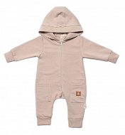 Baby Nellys Jumpsuit with hood and pockets, New Bunny - beige, size 56 - Baby onesie