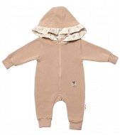 Baby Nellys Jumpsuit with hood and ruffle, New Bunny - cappuccino, size 62 - Baby onesie