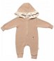 Baby Nellys Jumpsuit with hood and ruffle, New Bunny - cappuccino, size 62 - Baby onesie