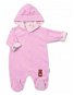 Baby Nellys Double layer velour hooded jumpsuit Bunny II., pink - Baby onesie