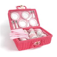 Tidlo Picnic dishes in pink basket - Toy Kitchen Utensils